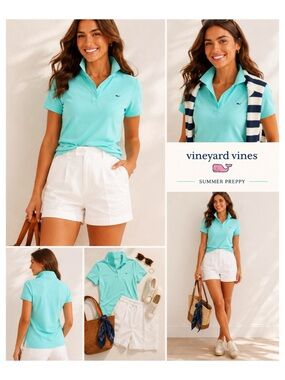 VINEYARD VINES Aqua Blue Polo T Shirt
